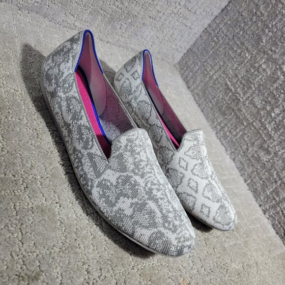 Rothy's The Loafer Women's Size 10.5 US Grey Snake Round Toe Slip on Flat Shoes - Picture 7 of 11